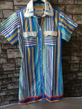 Deloreta Multicolor Striped Button-Down Women's Shirt Dress